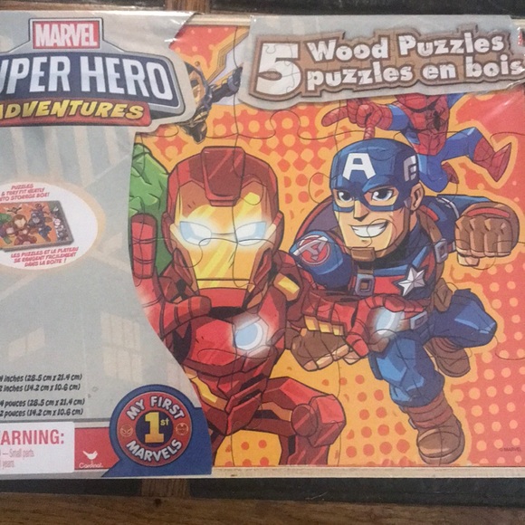 5 MARVEL PUZZLES Wood Super Heros - Picture 1 of 6